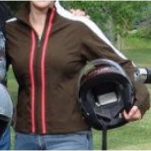 Ativa Vintage Brown, Salmon Pink, and‎ Cream Zip up Jacket Medium/M D